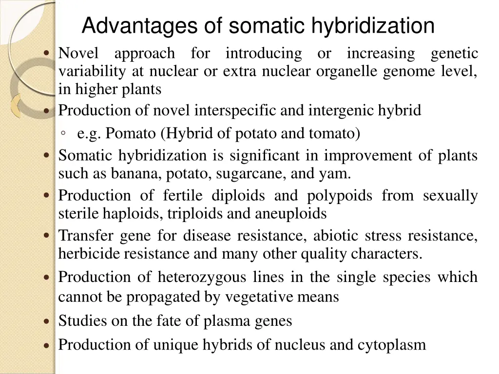advantages of somatic hybridization novel