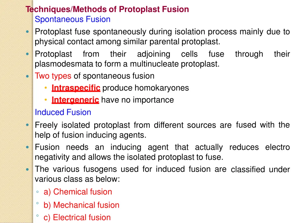 techniques methods of protoplast fusion