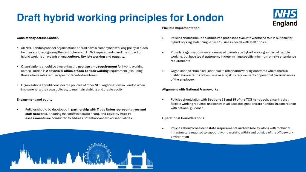 draft hybrid working principles for london