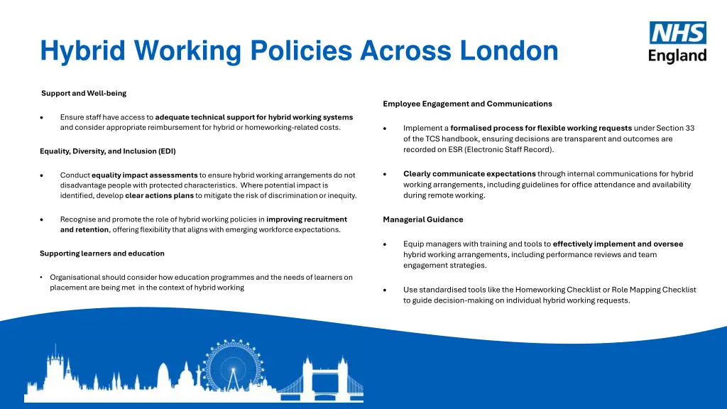 hybrid working policies across london