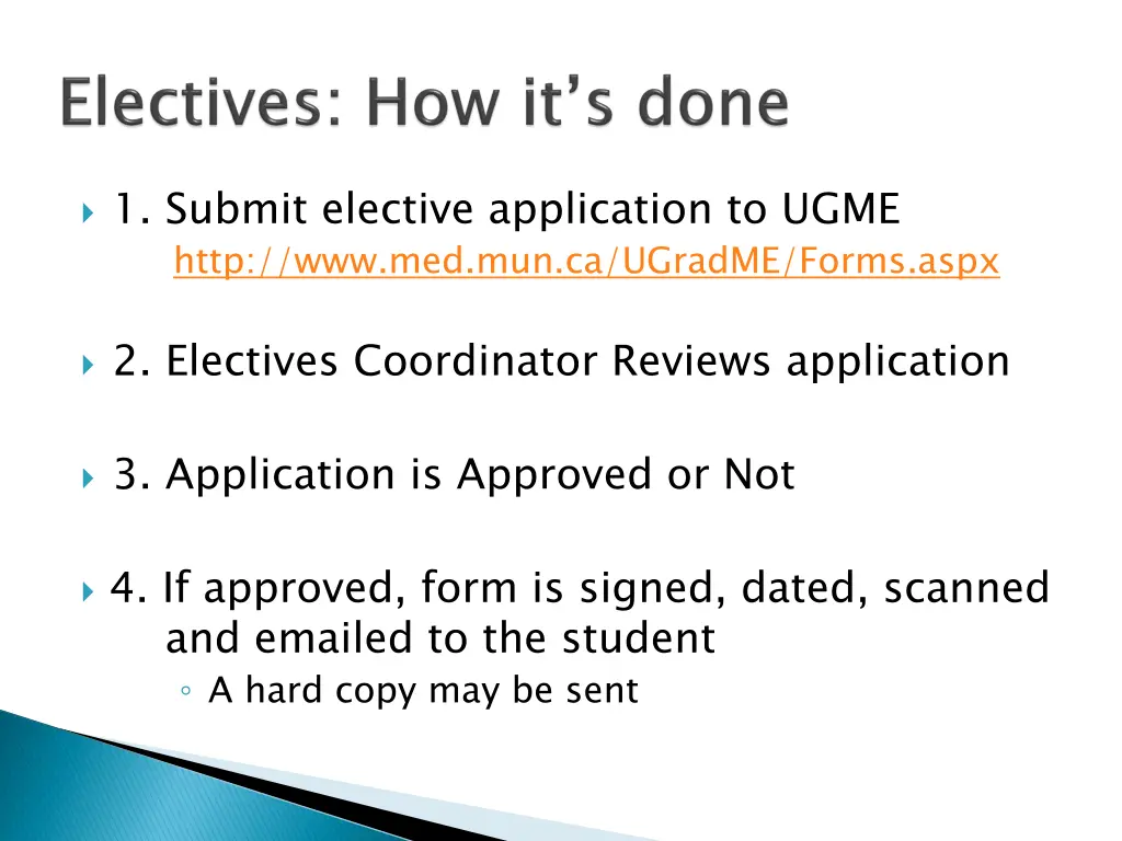 1 submit elective application to ugme http