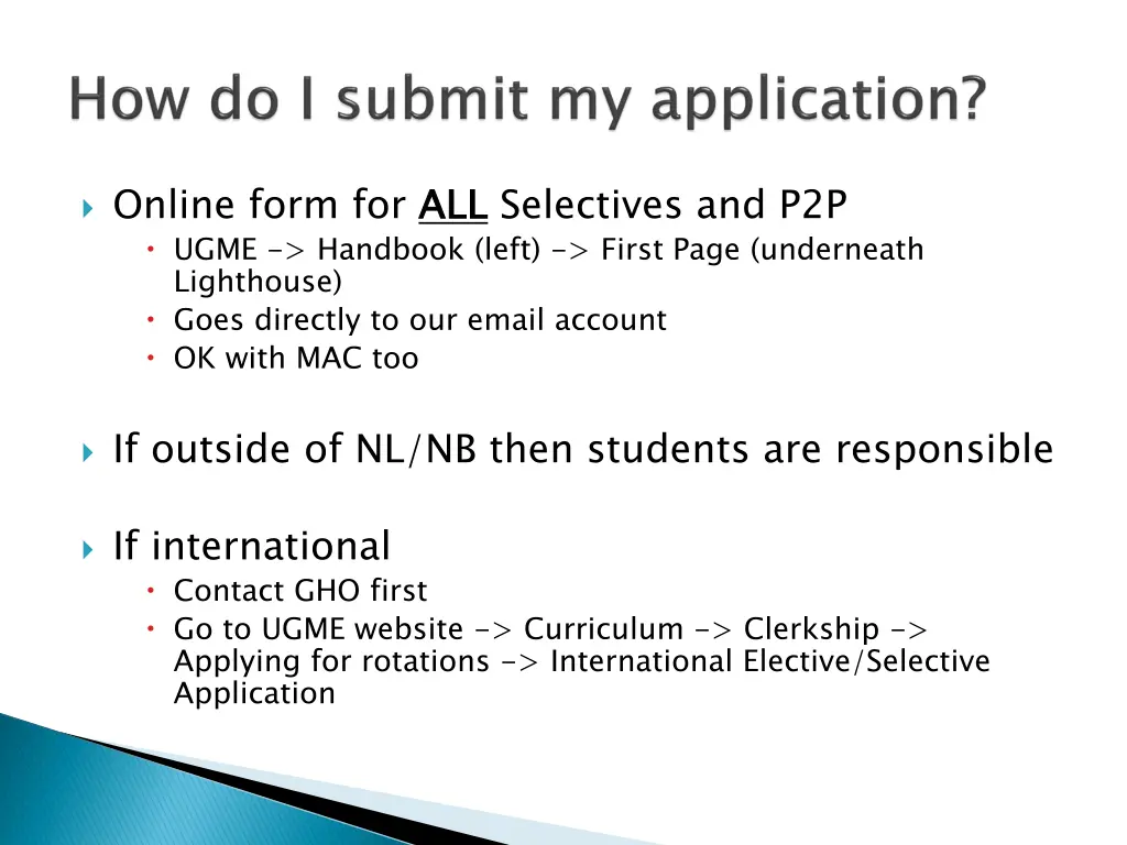 online form for all ugme handbook left first page