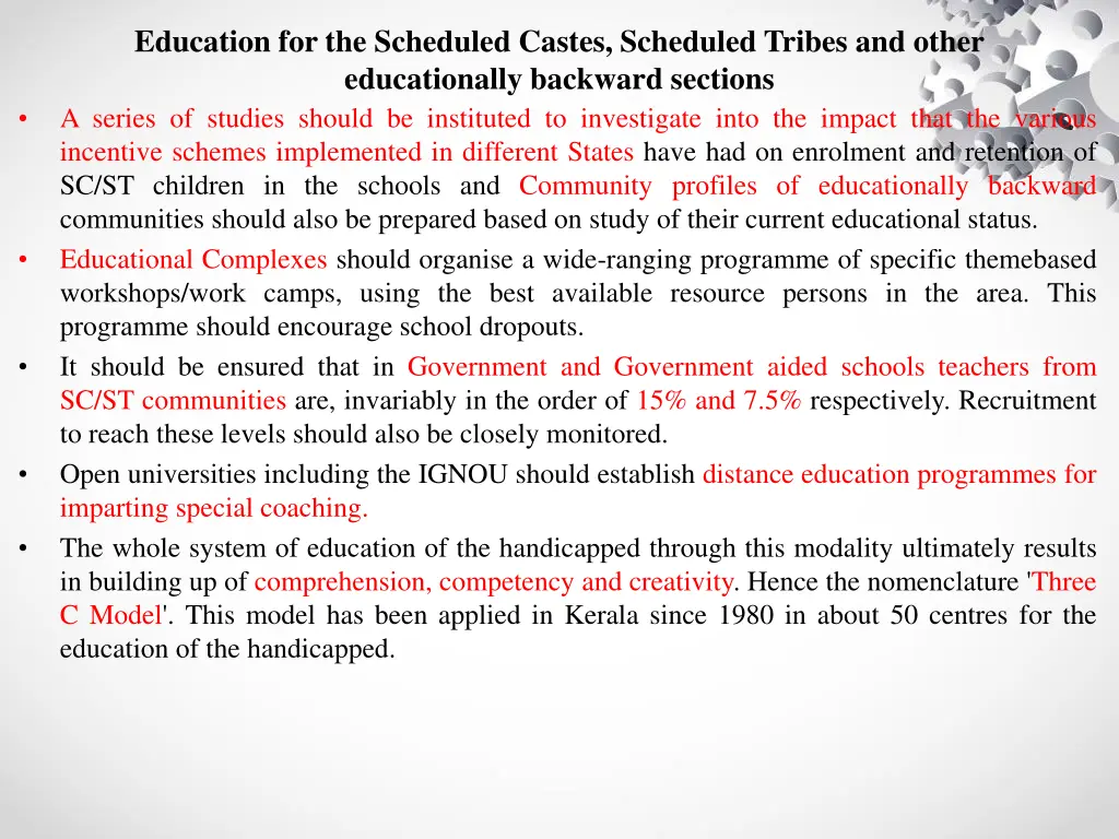 education for the scheduled castes scheduled