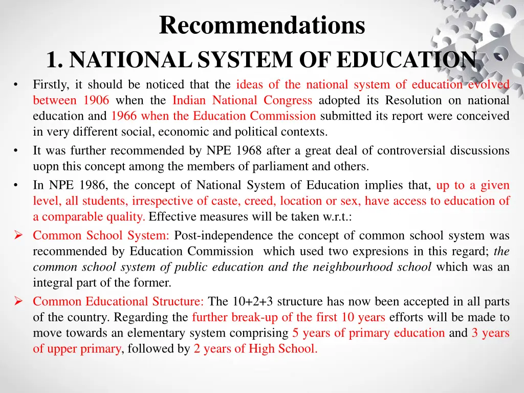 recommendations