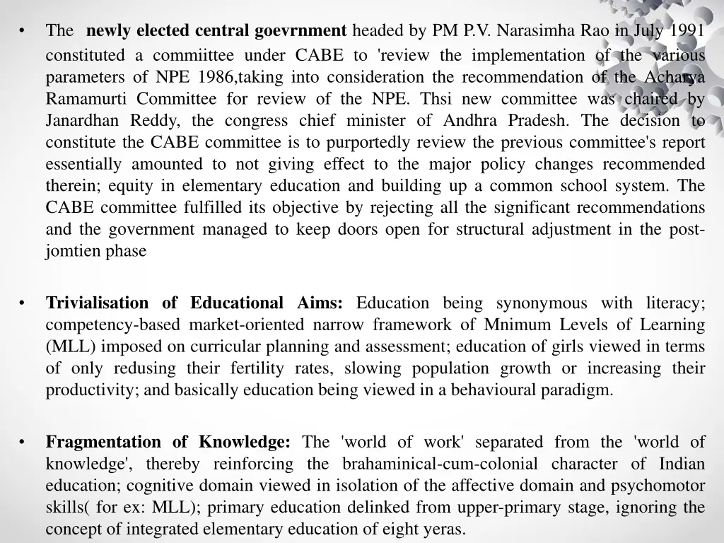 the newly elected central goevrnment headed