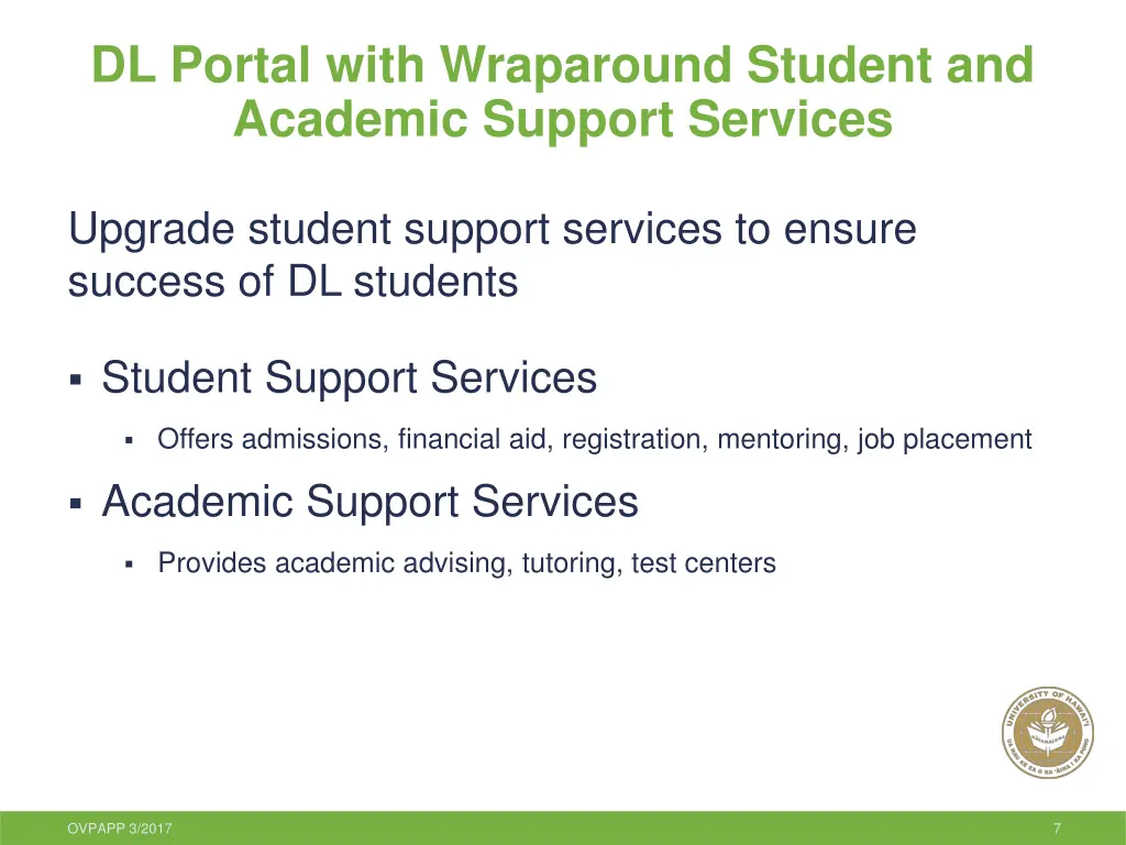 dl portal with wraparound student and academic