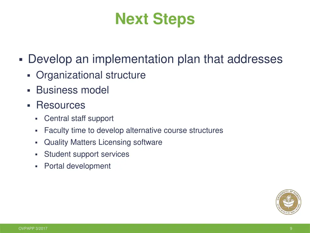 next steps