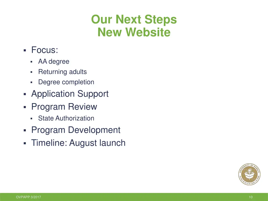our next steps new website