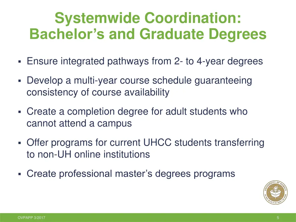 systemwide coordination bachelor s and graduate