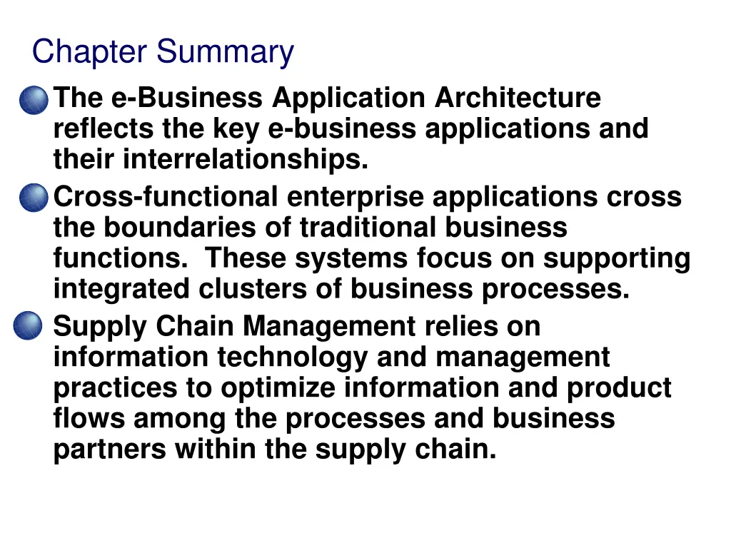 chapter summary the e business application