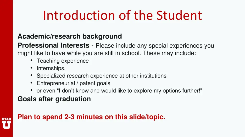 introduction of the student