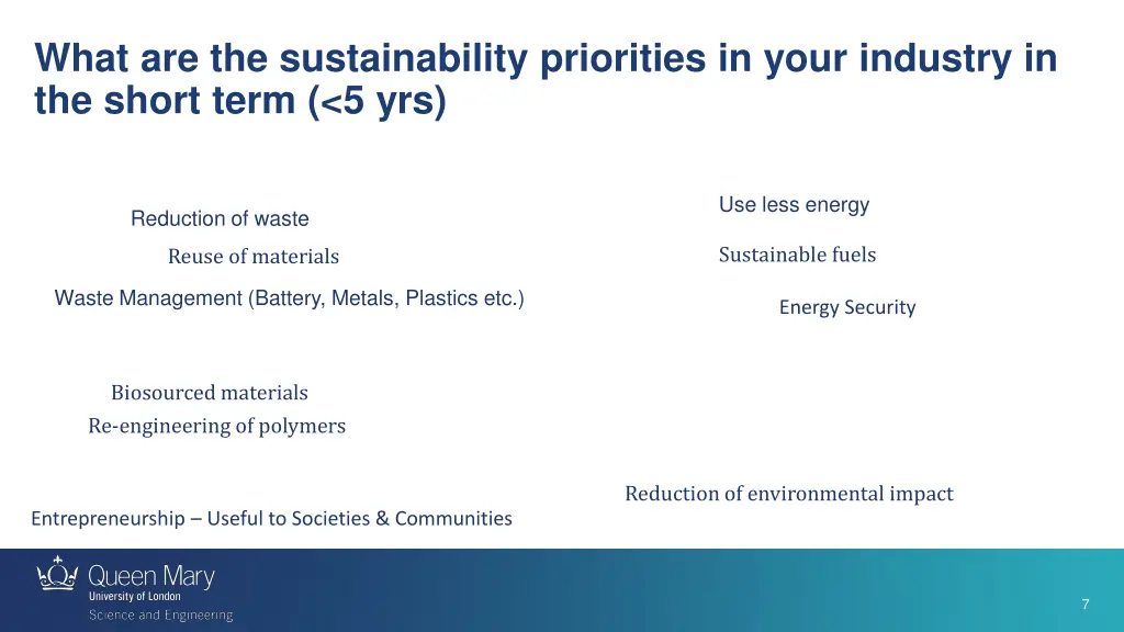 what are the sustainability priorities in your