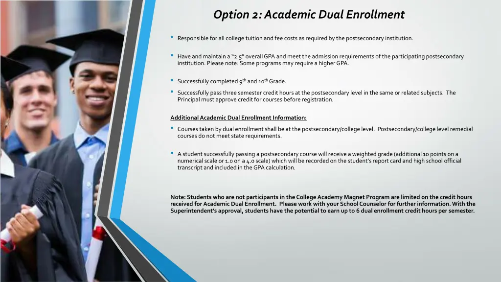 option 2 academic dual enrollment