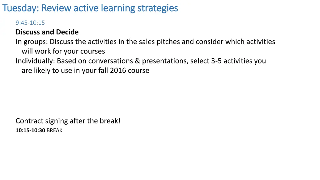 tuesday review active learning strategies tuesday 3