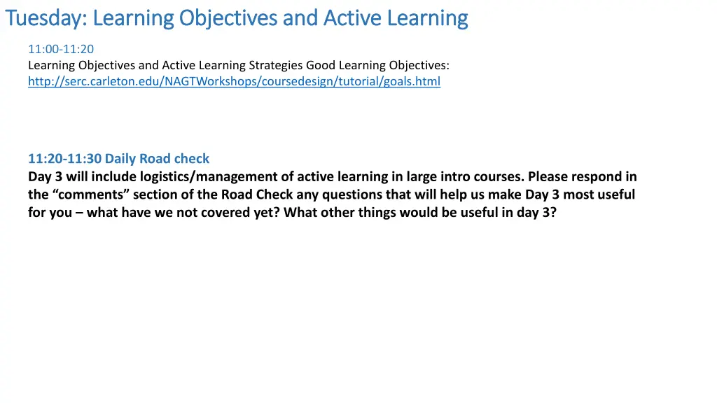 tuesday tuesday learning objectives and active 3