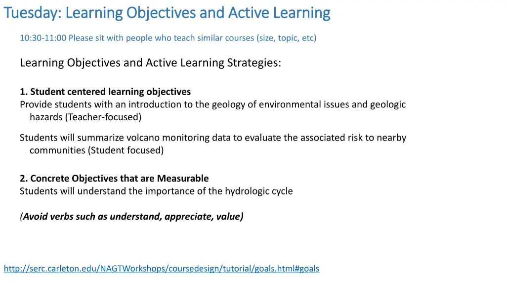 tuesday tuesday learning objectives and active