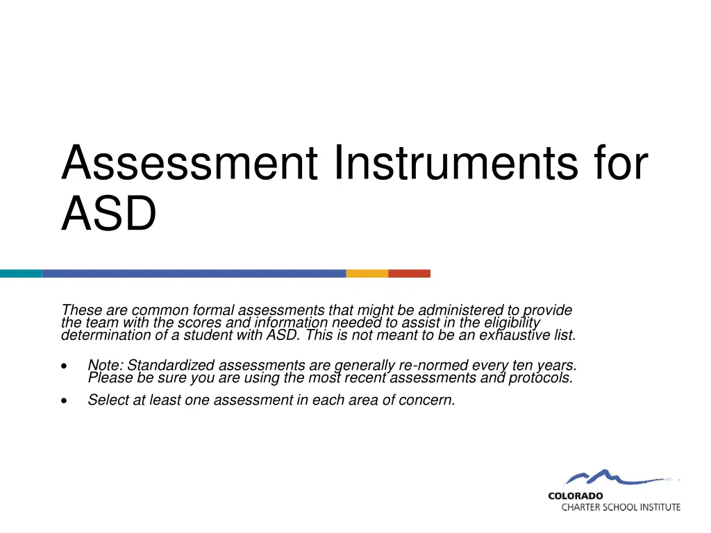assessment instruments for asd
