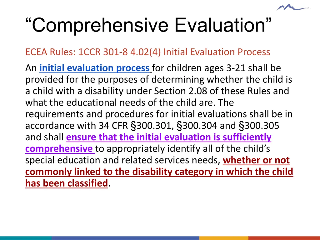 comprehensive evaluation