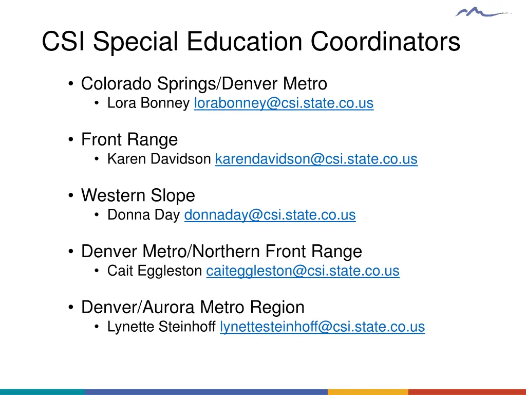 csi special education coordinators