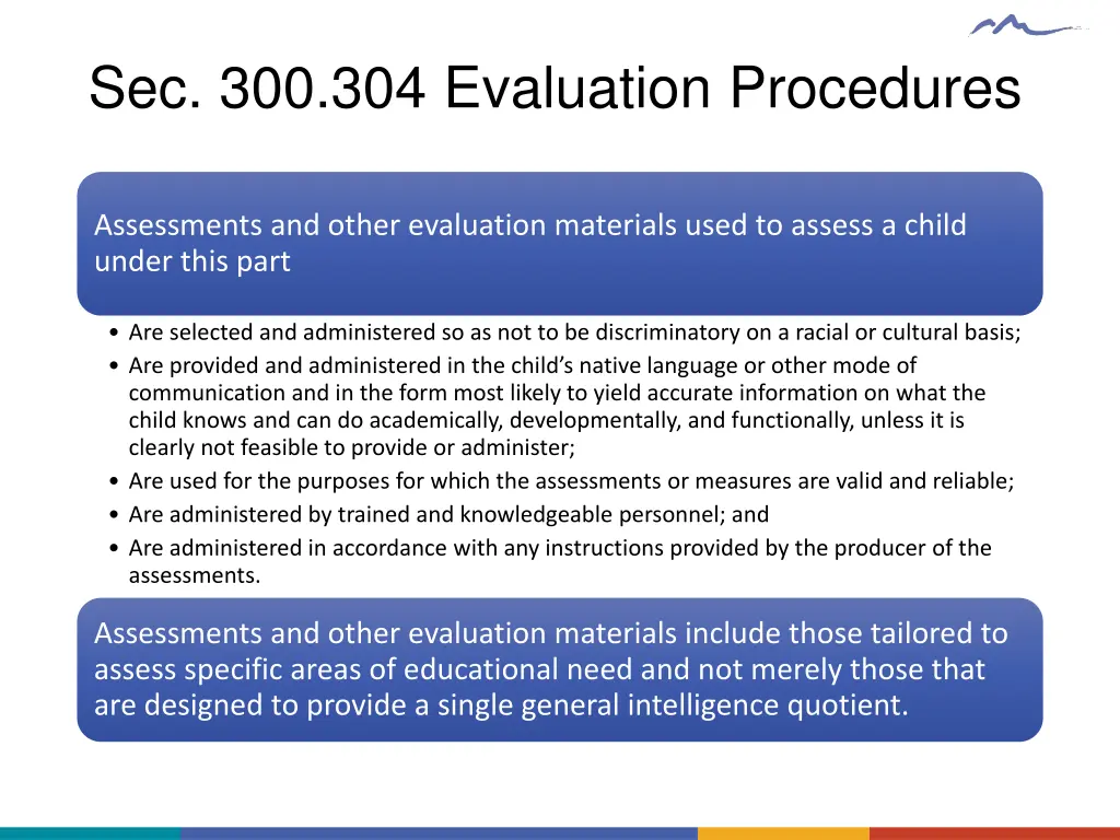 sec 300 304 evaluation procedures