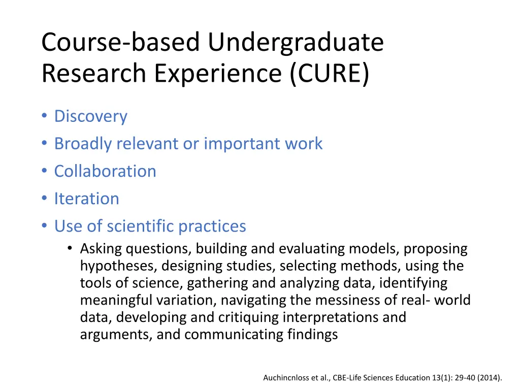 course based undergraduate research experience 1