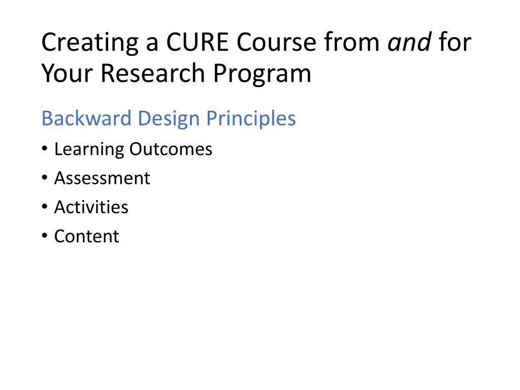 creating a cure course from and for your research 1