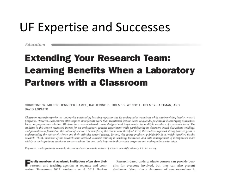 uf expertise and successes
