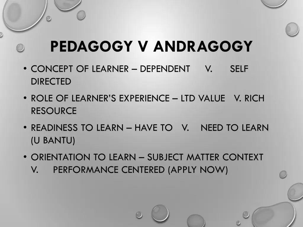 pedagogy v andragogy