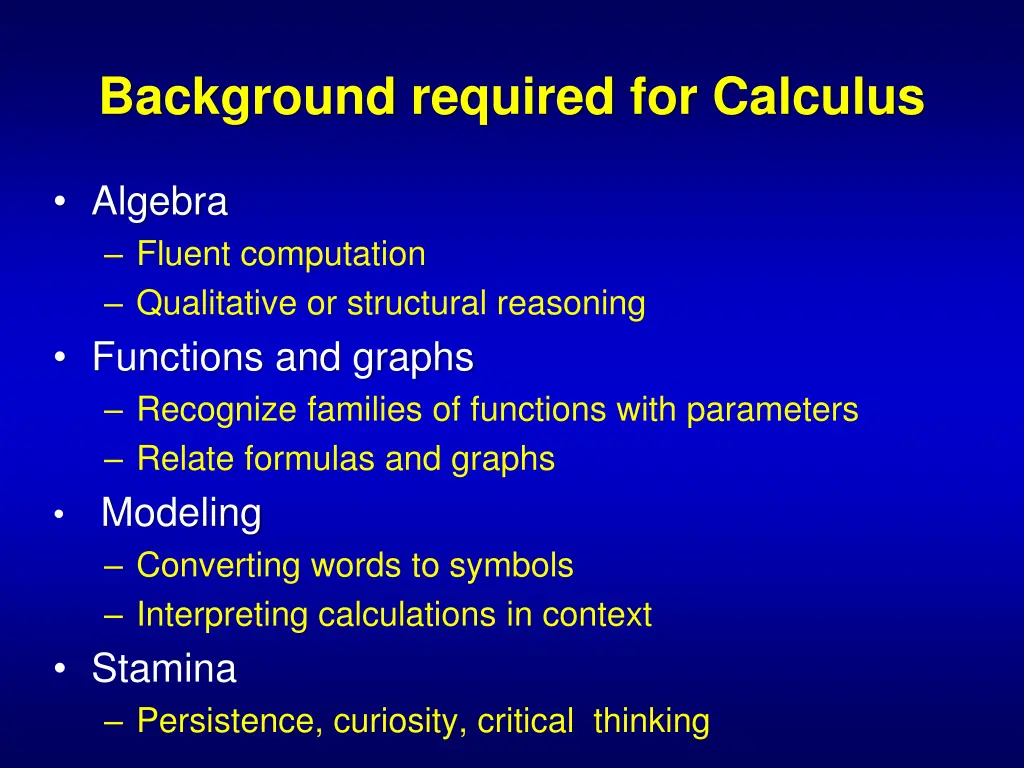 background required for calculus