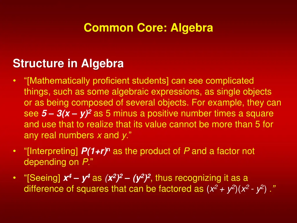 common core algebra