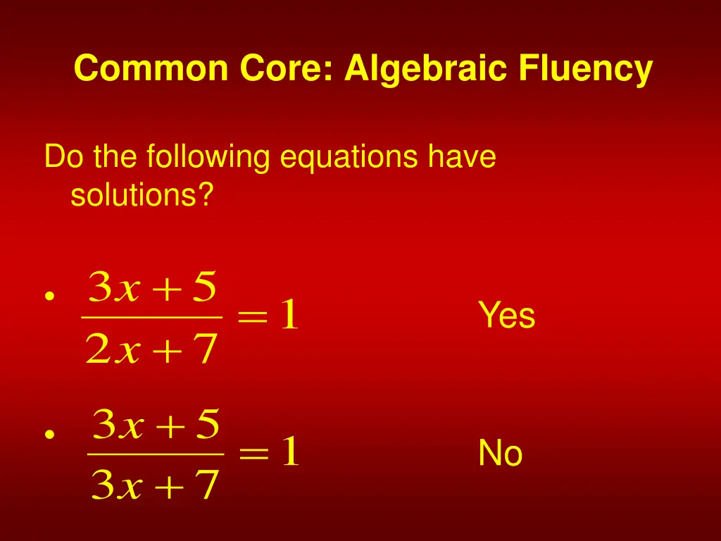 common core algebraic fluency 1