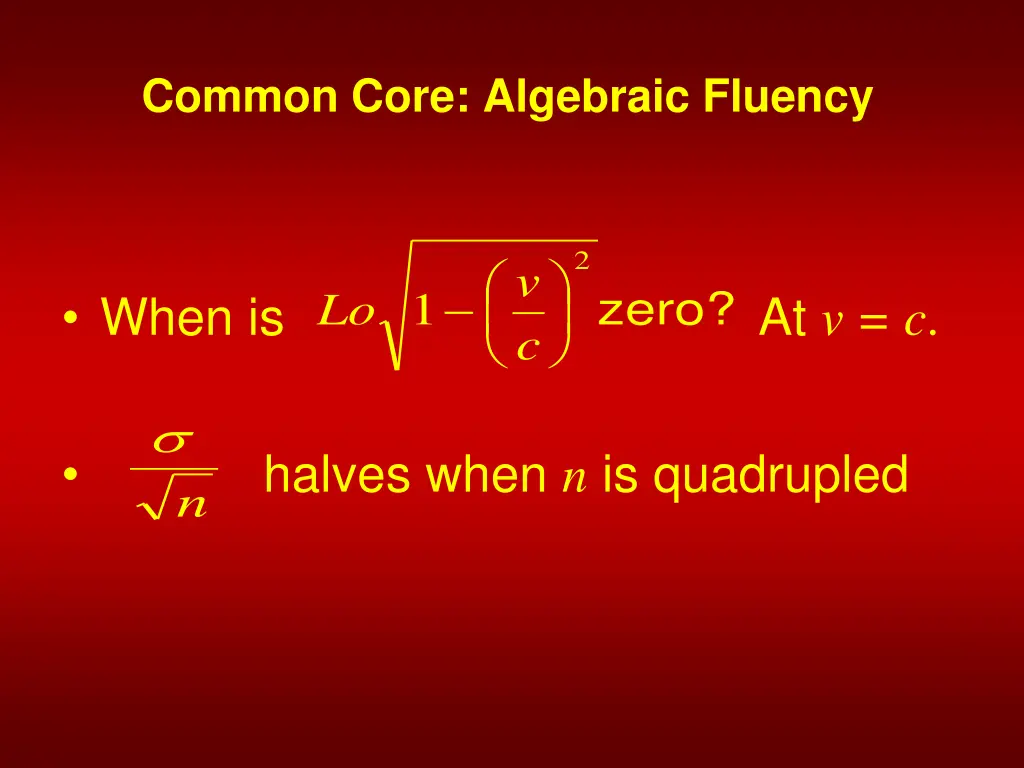 common core algebraic fluency