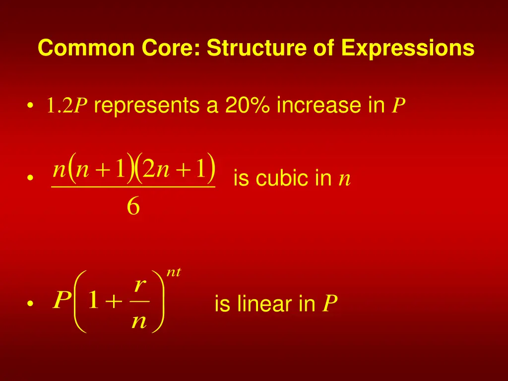 common core structure of expressions