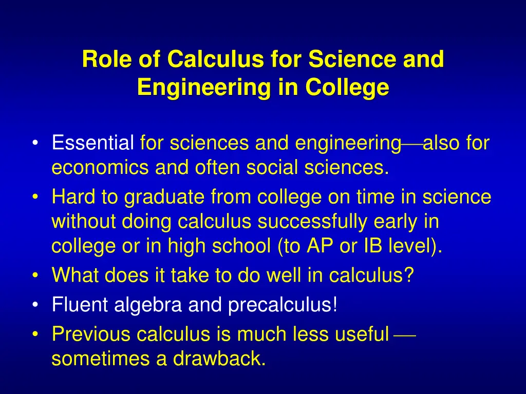 role of calculus for science and engineering