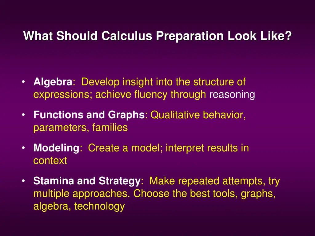 what should calculus preparation look like