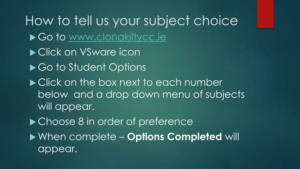 how to tell us your subject choice