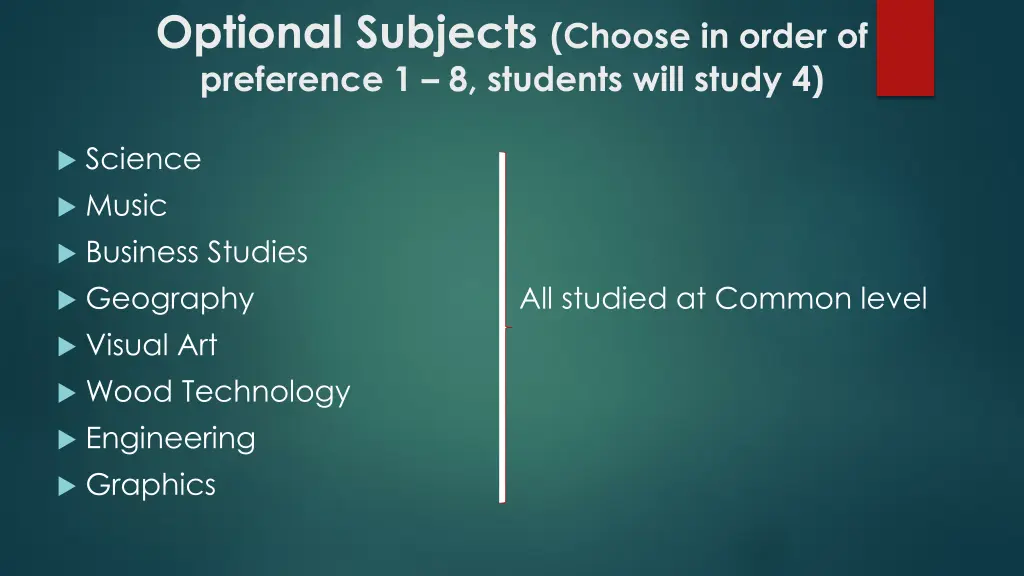 optional subjects choose in order of preference
