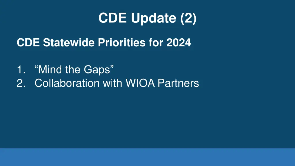 cde update 2