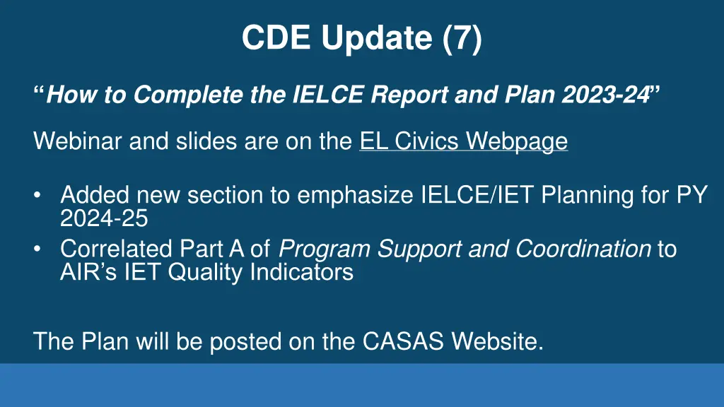 cde update 7