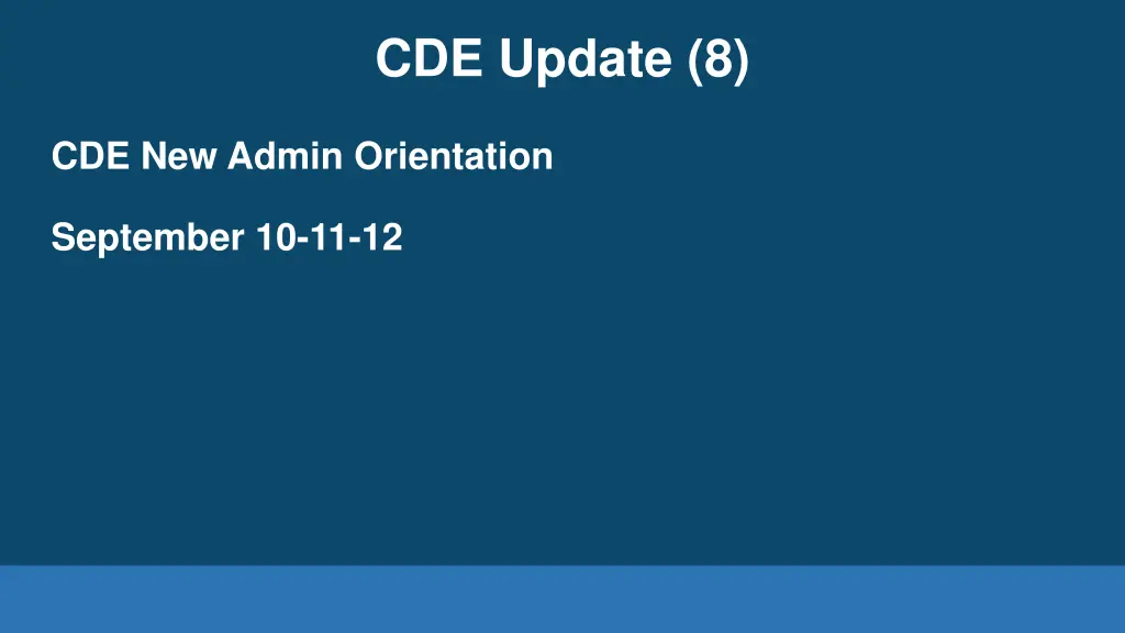 cde update 8