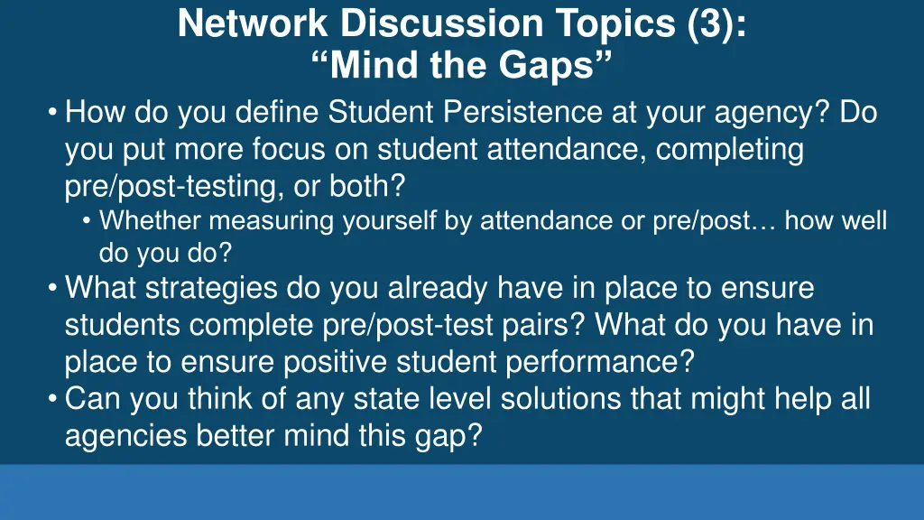 network discussion topics 3 mind the gaps