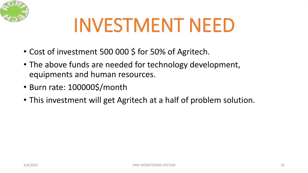 investment need investment need