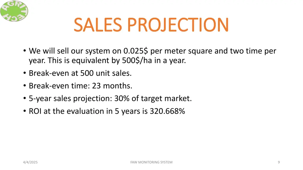 sales projection sales projection