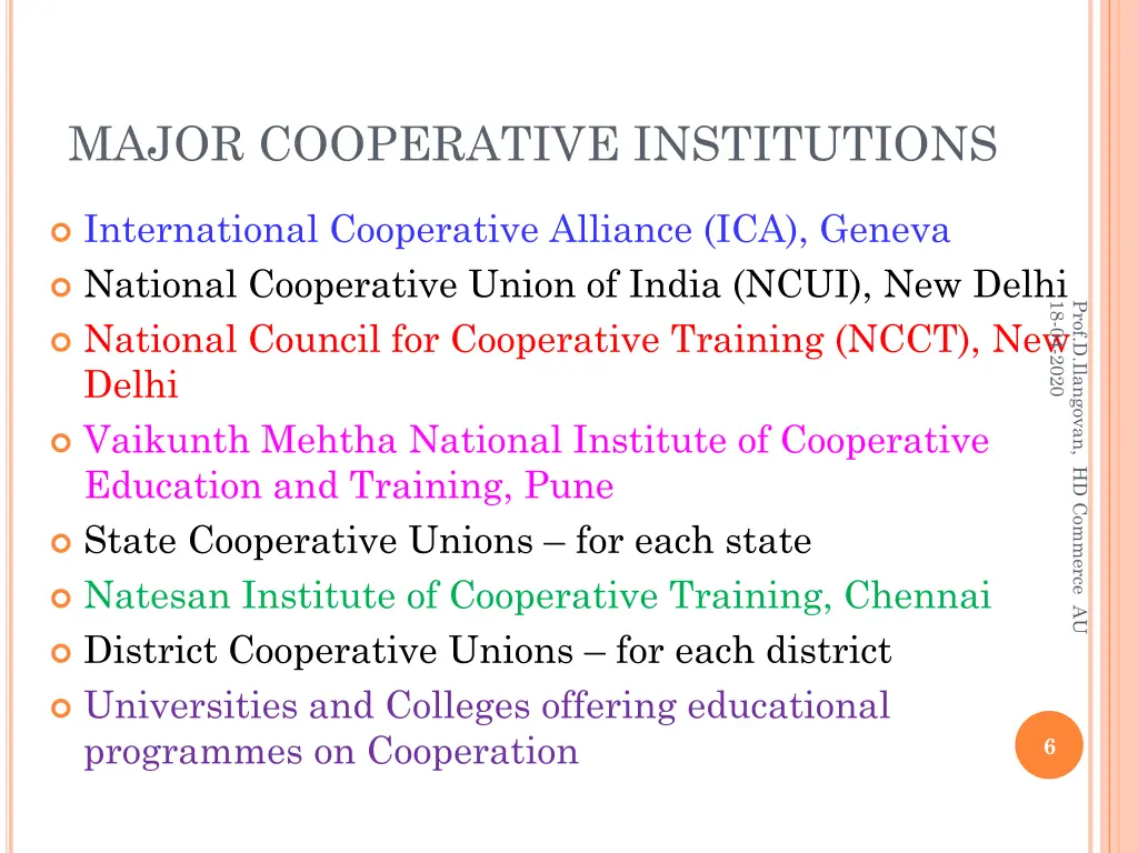 major cooperative institutions