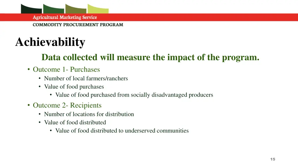achievability data collected will measure