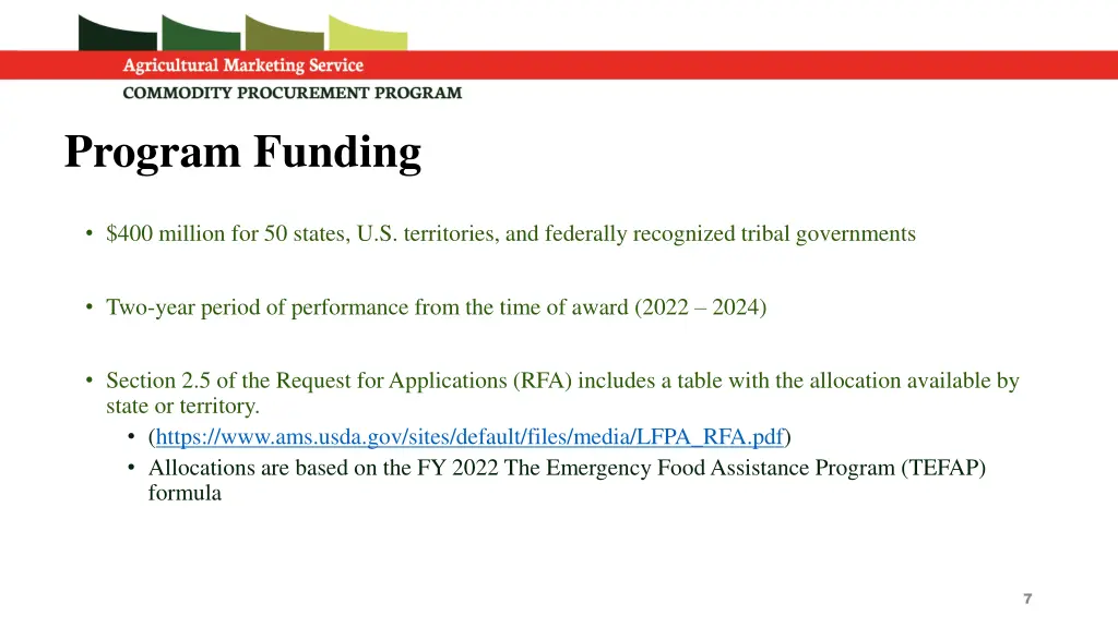 program funding