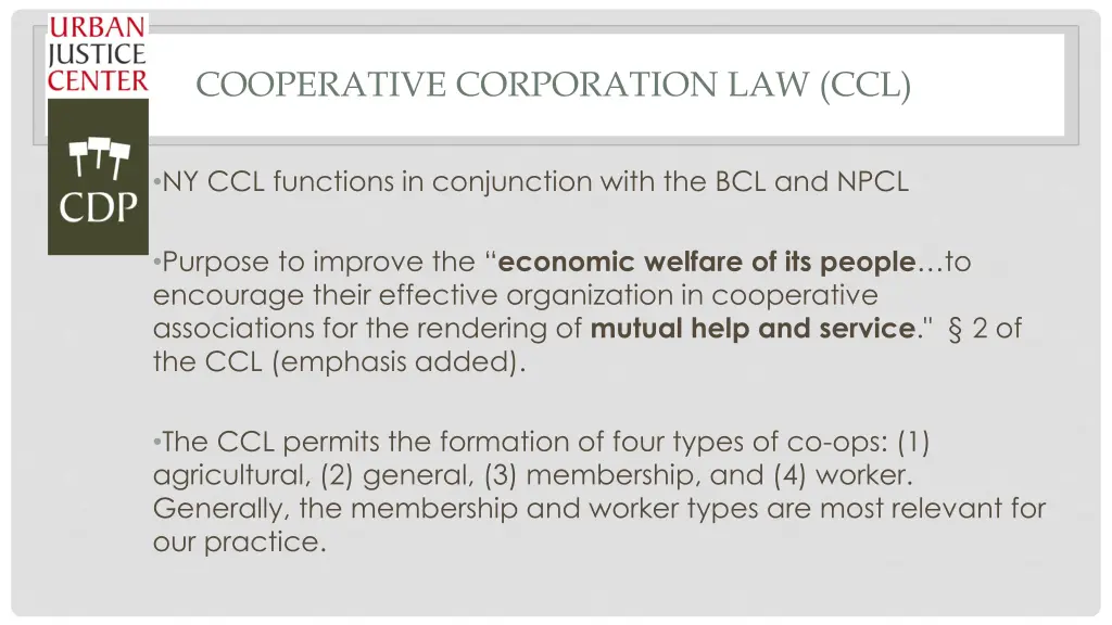 cooperative corporation law ccl