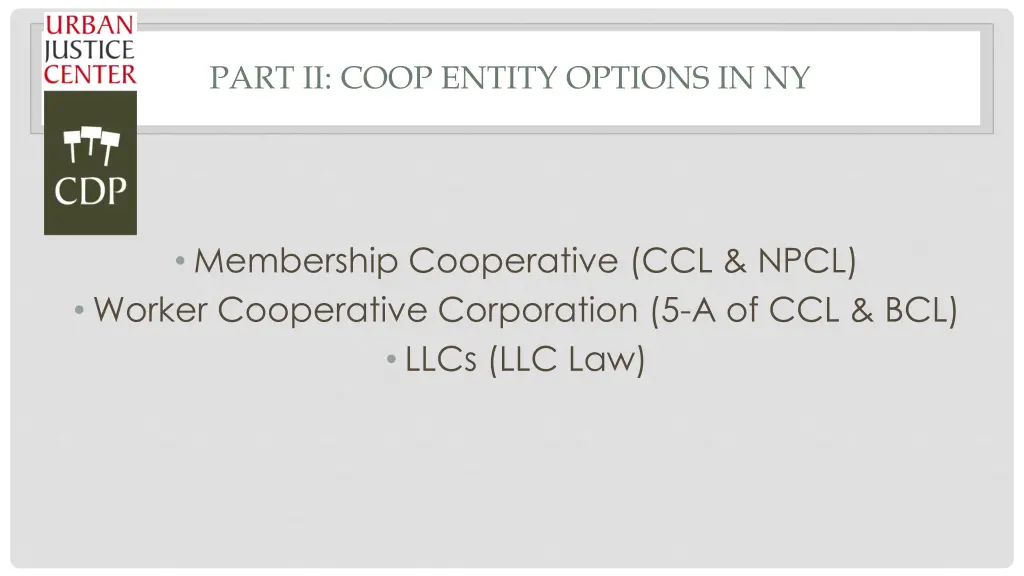 part ii coop entity options in ny
