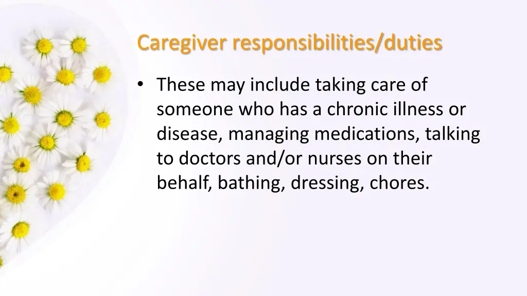 caregiver responsibilities duties