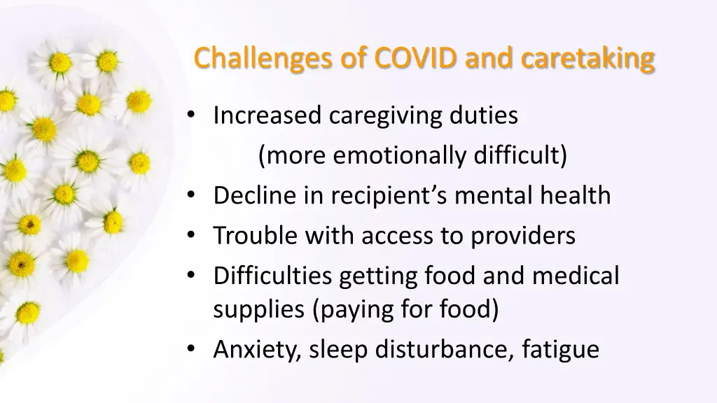 challenges of covid and caretaking